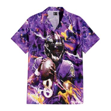 Lamar Jackson Baltimore Ravens Gridiron Majesty Hawaiian Shirt