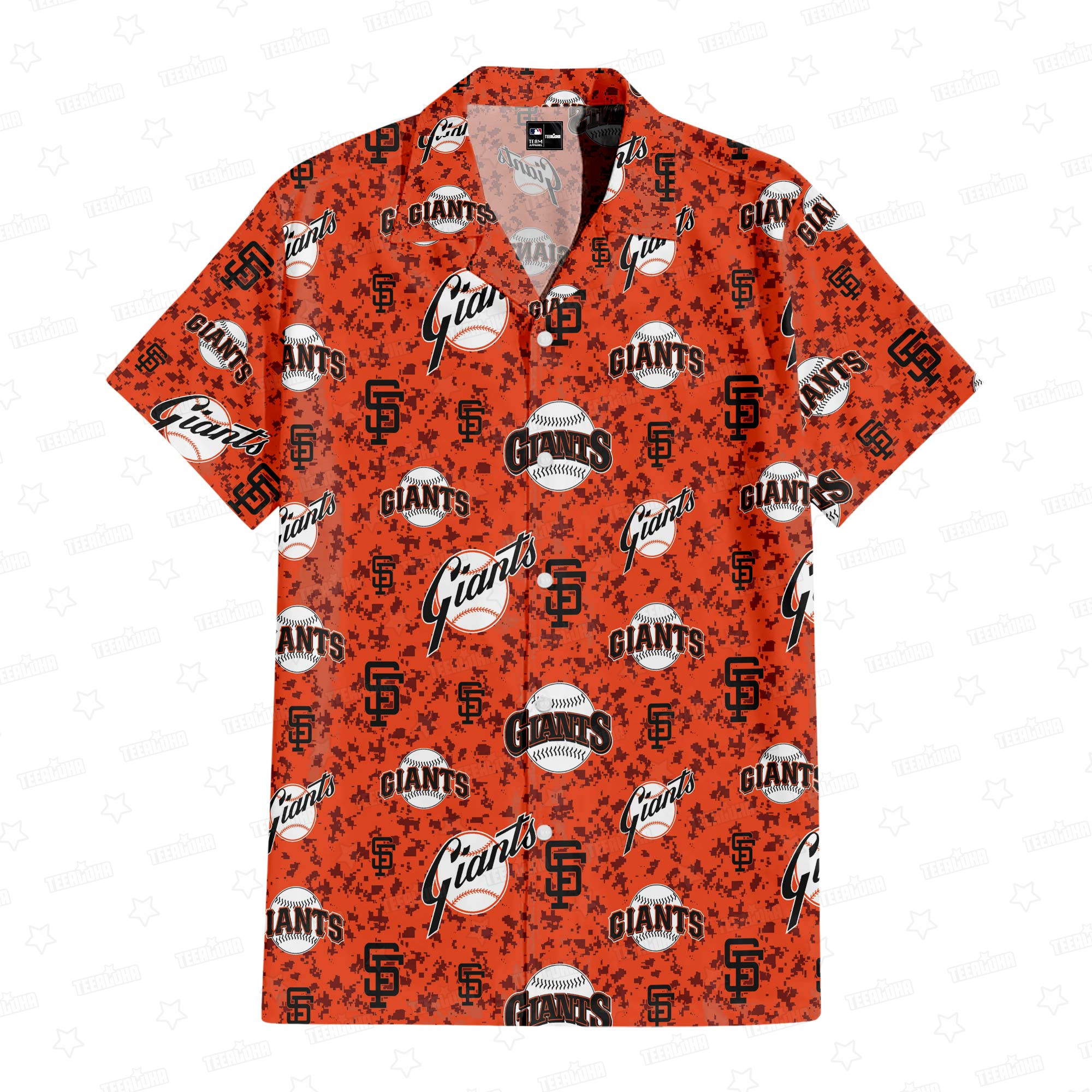 San Francisco Giants Orange Camouflage Hawaiian Shirt - TeeAloha