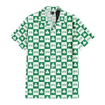 Boston Celtics Clover Checkerboard Hawaiian Shirt