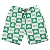 Boston Celtics Clover Checkerboard Hawaiian Short Front - TeeAloha
