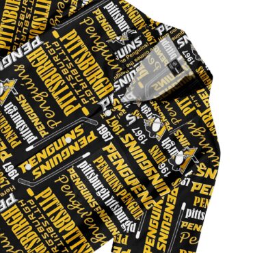 Pittsburgh Penguins Iconic Typography Hawaiian Shirt